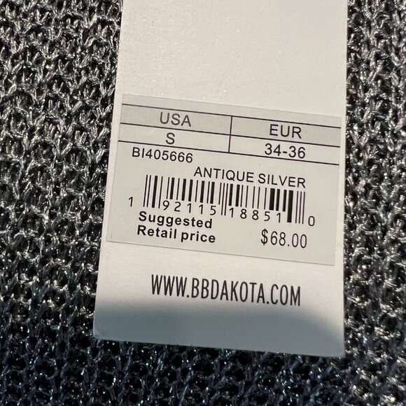 NWT BB Dakota Metallic Silver Knit Mock Neck Sleeveless Top, Size Small - Picture 12 of 15
